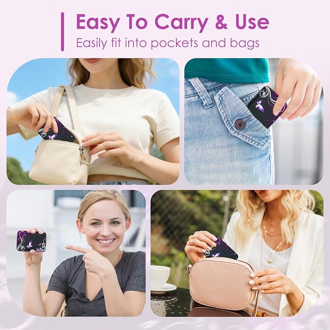 Credit Card Holder Mini, Purple Butterfly RFID Blocking Aluminum Wallet Slim Metal Hard Case Travel Wallet ID Case for Women Men