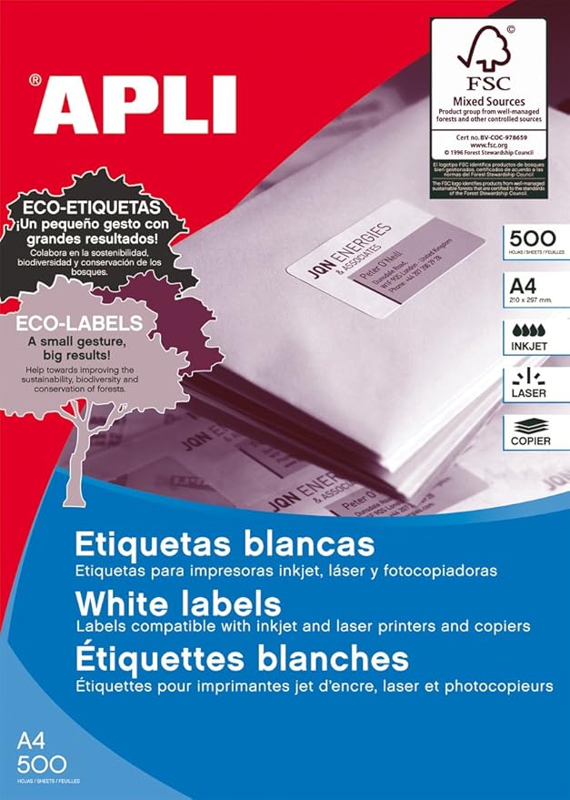 APLI 1786 Labels 105 x 40 mm White