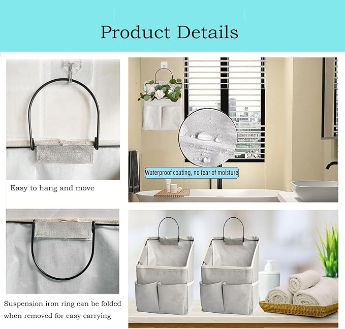 Wall Hanging Storage Bag,Wall Hanging Organizer Bags with Pockets, Wall Organizer Storage for Dormitory Bathroom Bedroom Kitchen (White 1)