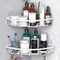 Corner Shower Caddy for Bathroom Storage,White,2 Pack | No Drilling, Rustproof, Adhesive Bathroom Shower Shelves, Wall Mounted