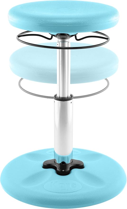 KORE DESIGN Adjustable Wobble Stool Chair, Girls + Boys Kid Desk Stools, Ergonomic Small Office Chairs, Flexible Seating, Active Kids, ADD/ADHD, Classroom, Home, Age 6-11, Standard (14-19in) Pale Blue