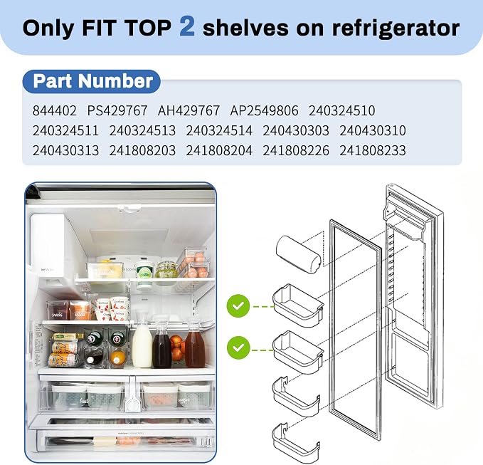 240324502 Fridge Door Bin Shelf, Compatible With LFSS2312TF0 DFHS2313MFKA | Suitable For frigidaire kenmore electrolux Etc. Fit PS429767 AP2549806 LFSS2312TE0 LFSS2312TP0. Figure 5 6 Is Fit Model