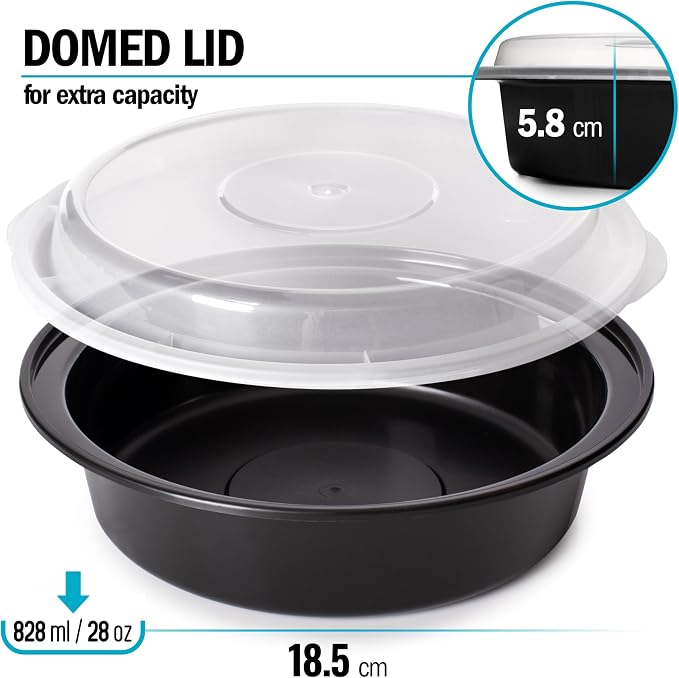 Igluu Meal Prep Containers Reusable (10 Pack) 1 Compartment – 28oz | Round Food Containers with Lids – Stackable, Microwave, Freezer & Dishwasher Safe – BPA-Free