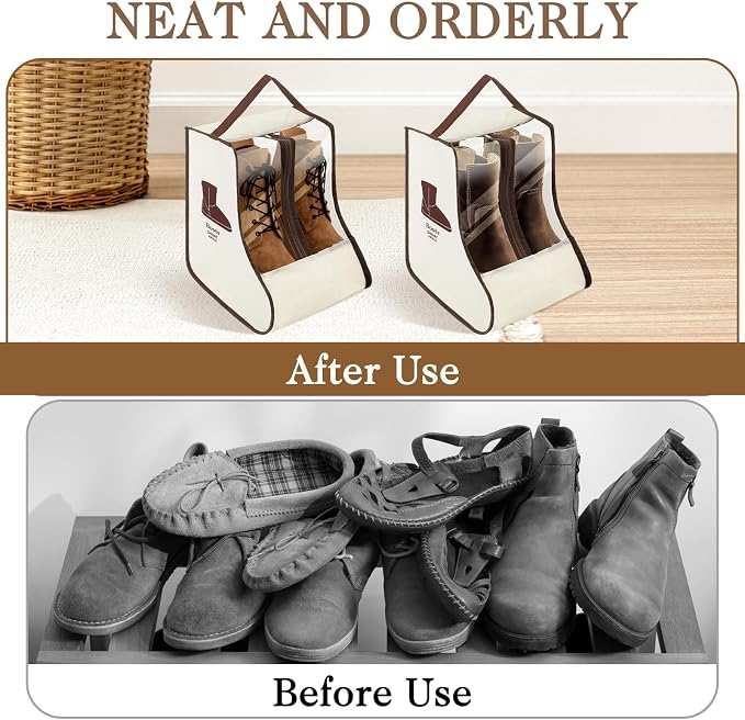 2 Set Boot Storage Bag, Portable Boots Protector Bag Dust Proof Travel Shoe Bags with Handle Boots Organizer for Packing Travel and Daily Use (Short)