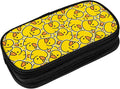 Perinsto Cute Rubber Ducky Pencil Case Big Capacity Multi Compartment Stationery Box Yellow Cartoon Ducks Pencil Pouch Holder Desk Organizer For School Office Home, Black