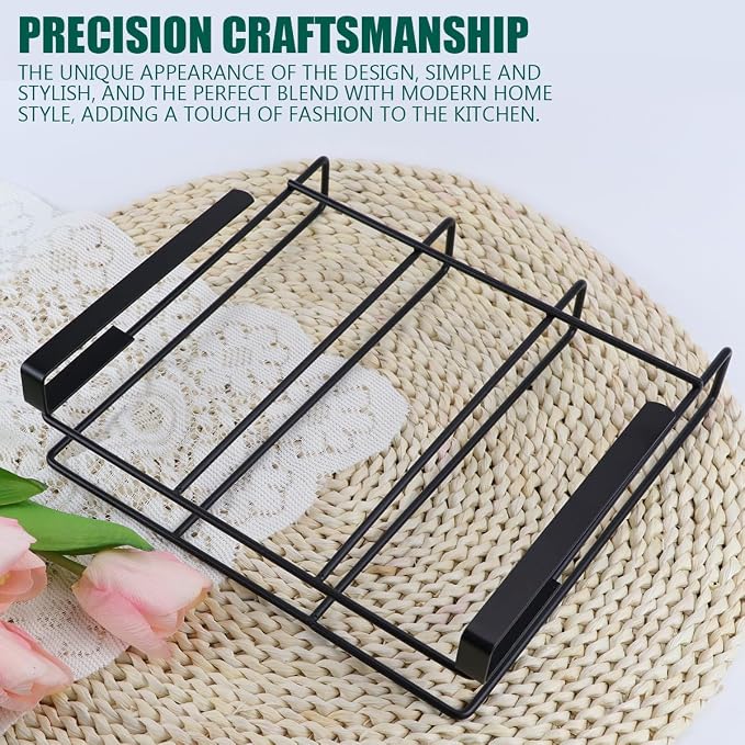 DOERDO Stainless Steel Hanging Chopping Board Rack Kitchen Organizer Metal Stand, Black, 10.4x9.8Inch