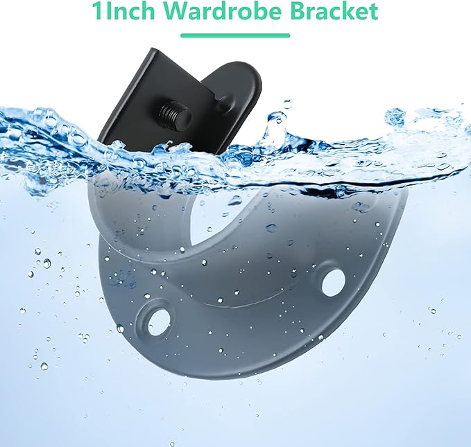 Closet Rod Bracket, 1 Inch Diameter, Black, 4PCS | Heavy Duty, Stainless Steel, U Shaped, Round Rod Socket Flange