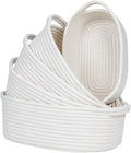 CubesLand Small Woven Rope Toys Basket for Organizing Set 5 | Shelves Closet Storage Bins, Empty Gift Baby Shower Basket Also Perfect for Toilet Paper Storage, Organizer Bins Off White