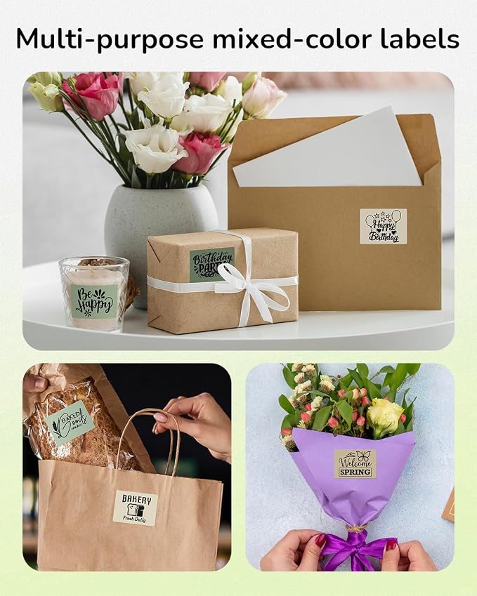 Phomemo Labels- Green Gradient 5 Colors Thermal Labels, 1.57" x 1.18" Self-Adhesive Stickers for M110/M100/M220/M250 Label Printers, 1 Roll 40x30mm Thermal Paper for Candle, Logo, Baking Box, 230 PCS