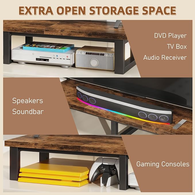 YAOHUOO 45" Large TV Riser for 32-60 inch TV, TV Riser Stand Shelf,Brown