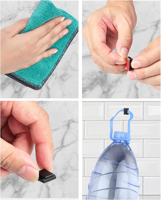 100 Pcs Cable Tidy Management Self Adhesive Flat Cable Clips for Led Light Strip and Flat Ethernet Cable Black