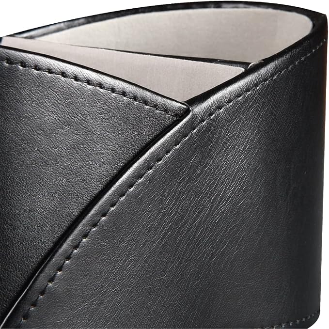 YAPISHI Leather Remote Control Holder for Table,TV Remotes Caddy 3 Grid Desk Organizer and Accessories Storage for Controllers/Stationery/Supplies, Modern Decorations for Living Room Nightstand Black