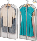 2 Pack 39" Clear Garment Bags for Hanging Clothes,4" Gusseted Suit Bags for Closet Storage Non-woven Back,Hanging Clothes Storage Suit Cover Bags with Zipper for Coats,Jackets,Shirts