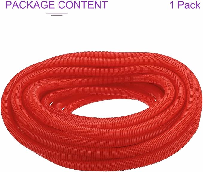 DMiotech 100ft Wire Loom Split Tubing 1 Inch(25.4mm) ID, Cord Protectors from Pet Flexible Conduit Cable Management for Office Home Garden, Red