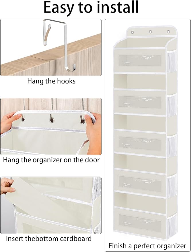 KYEVIS Over The Door Organizer, 5 Shelves Closet Door Hanging Organizer with 10 Mesh Pockets, Nursery Closet Organizer, Baby Essentials, Dorm Room Essentials for Girls