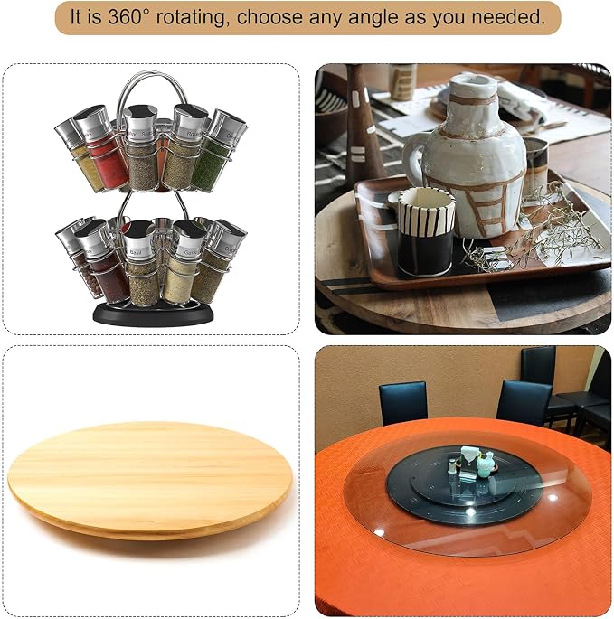 MECCANIXITY 8inch Rotating Swivel Stand with Steel Ball Bearings Lazy Susan Base Turntable for Kitchen Corner Cabinets, Black