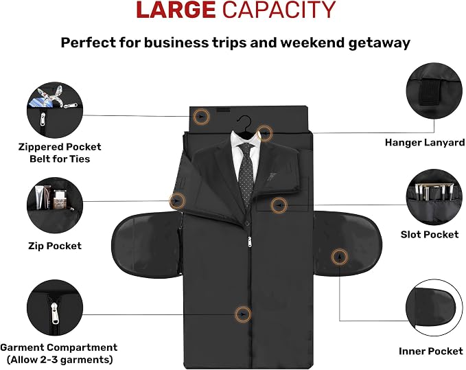 Convertible Garment Duffel Bag for Travel, Large Carry On Weekender Bag with Hanging Clothes Feature, Overnight Travel Duffle Bag for Women with Shoe Compartment (Navy Blue)