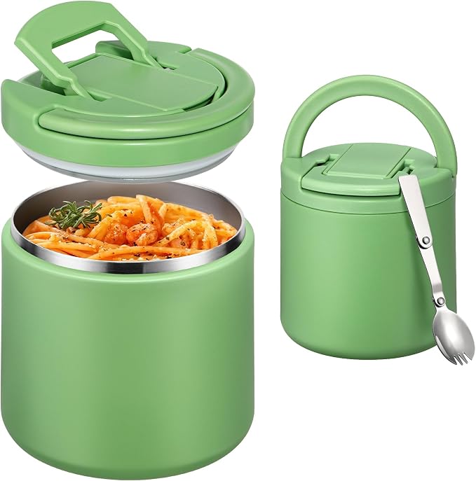 Itslife 20oz Vacuum Insulated Soup Thermo for Hot Food, Kids Lunch Container with Leakproof Buckle Lid, Wide Mouth Stainless Steel Food Jar with Spoon