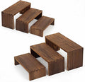 3-Tier Wood Display Riser 2 Set, Tiered Display Stand for Food, Kitchen, Desk & Party - Solid Pine Wooden Shelf & Organizer for Plants, Collectibles, Office (9.5/8.5/7.5 In)