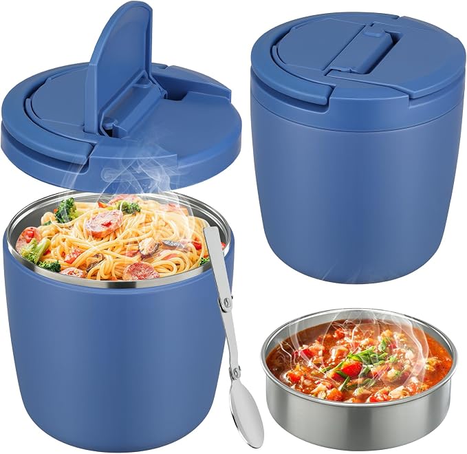 wiwens 40oz Insulated Lunch Containers for Adults Soup Thermo for Hot Food | Leak Proof Wide Mouth Vacuum Stainless Steel Thermal Jar Bento Box with Buckle Lid and Spoon