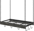 CHOEZON Hanging Pot Rack, Ceiling Mounted Pot Hanger, Vintage Pot Rack for Kitchen, Pot Storage Organizer, with 12 S-Shaped Hooks, for Cookware Storage, Space Saving, Charcoal Black and Black TPR01BC