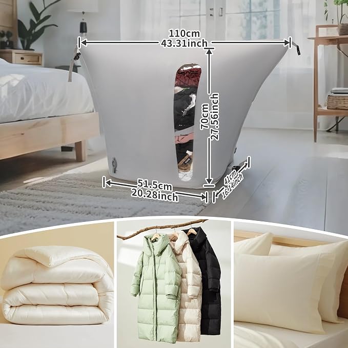 ONTYZZ 2 Pack Home Vacuum Bags Space Saver Compression Domestic Vacuum Sealer Bags for Clothes, Comforters, Blankets, Bedding