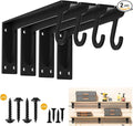 13.5x5.6inch Closet Rod Bracket Heavy Duty Support 400 lbs (4pack Black) | Sturdiness Wall Mounted L-shaped Shelf Brackets with Holders for Kitchen Bathroom Bedroom Office