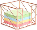 BTSKY Metal Sticky Note Holder, 3x3 Inch Post It Note Dispenser, Modern Memo Cube Holder Desk Organizer for Office & Home, Iron Sturdy Desktop Sticky Note Storage, Rose Gold