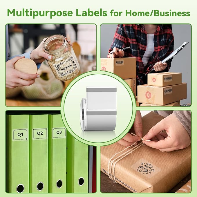 Phomemo Thermal Labels-Transparent M110 Labels for M110/M220/M221/M120/M200,1.57"x1.18"(40x30mm) 230 Labels, for Small Business/Home Use, Barcode, Address, Logo Label