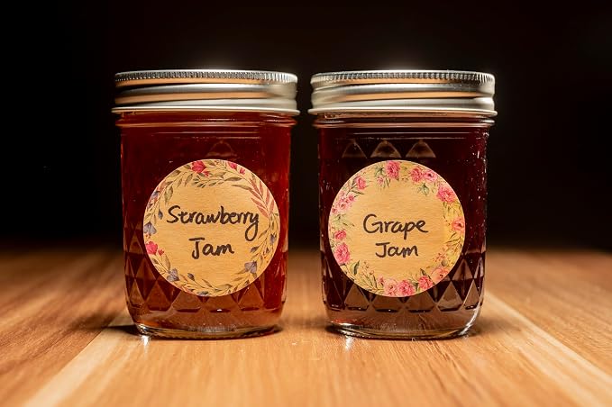 (500pc/Roll) 2" Pink Flower Label Stickers for Jars, Lids, Pantry, Mason Jars, Spice Bottles & More