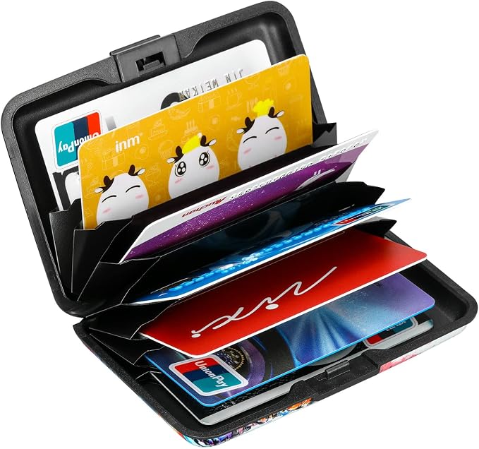 ELFISH RFID Blocking Credit Card Protector Aluminum ID Case Hard Shell Business Card Holders Metal Wallet for Men or Women (Big Eye)