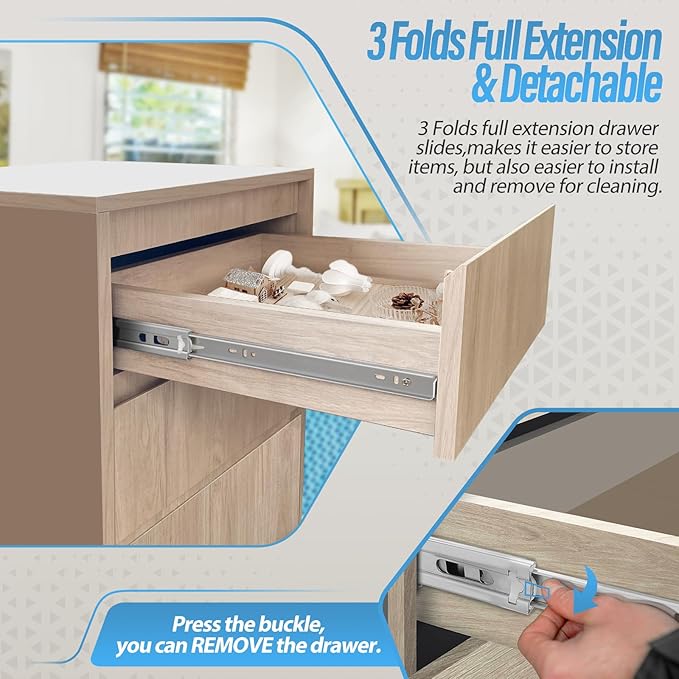1 Pair Stainless Steel Full Extension Ball Bearing Drawer Slides 8 10 12 14 16 18 20 22 24 Inch 100 LB Load Capacity Side Mount Cabinet Rails Dresser Metal Runners Kitchen (24 inch,Stainless)