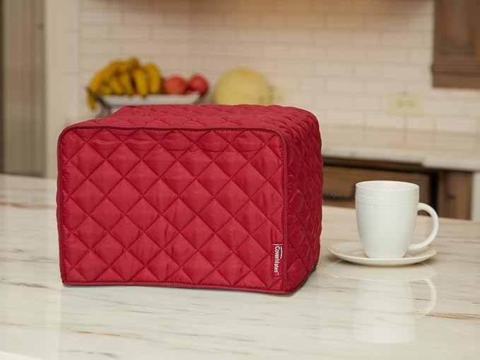 Covermates Keepsakes Toaster Cover – Quilted Appliance Protector for Coutertop Bread Ovens – Dust & Stain Resistant, Washable Slip‑On Design for Countertop Storage, Red
