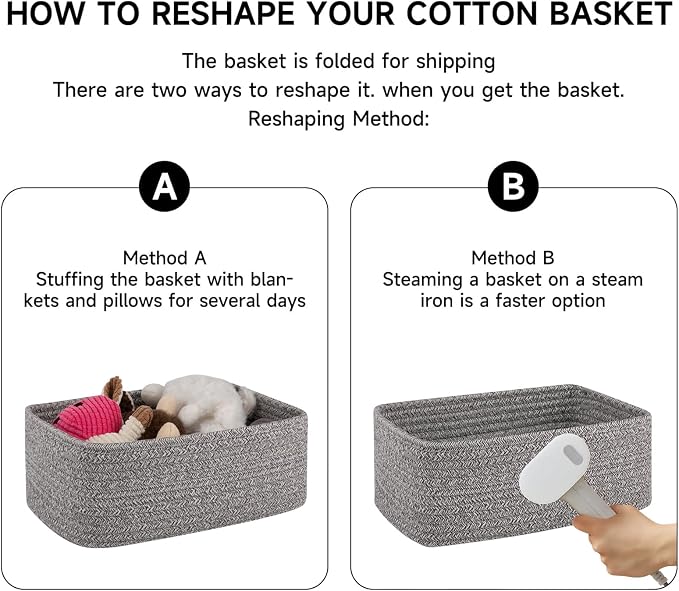 OIASKET 6 Pack Storage Baskets for Shelves, Small Baskets for Shelves, Cute Decorative Storage Bins, Organizer Basket for Gifts Empty, 11.8''Lx7.8''Wx4.7''H-Grey