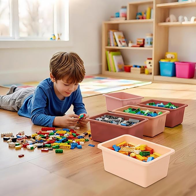 Zonon 12 Pcs Plastic Cubby Storage Bin Back to School Classroom Cubby Organization Storage Container with 1 Pack Self Adhesive Label for Office School Library(Boho Color,11.61 x 7.68 x 4.92)
