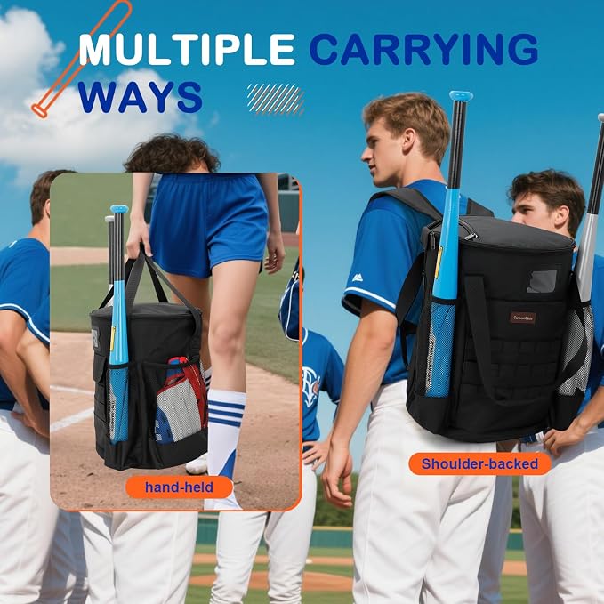 Baseball Bucket Backpack for 6 Gallon Bucket, Durable Softball Coaches Bag | Baseball Coaching Accessories Organizer with Pockets for 2 Bats, Gloves & Scoreboards, Tactical Gear for Practice & Games