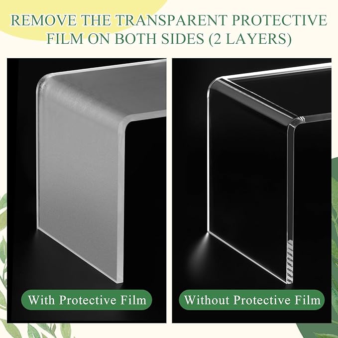RattanView 2 Pcs 19 x 8 x 7 Inch Large Acrylic Riser Display Stands, 8 mm Extra Thick Heavy Duty Acrylic Shelf Riser for Monitors Bread Machine Cabinet Collectibles Jewelry Display Shoes Store (Clear)