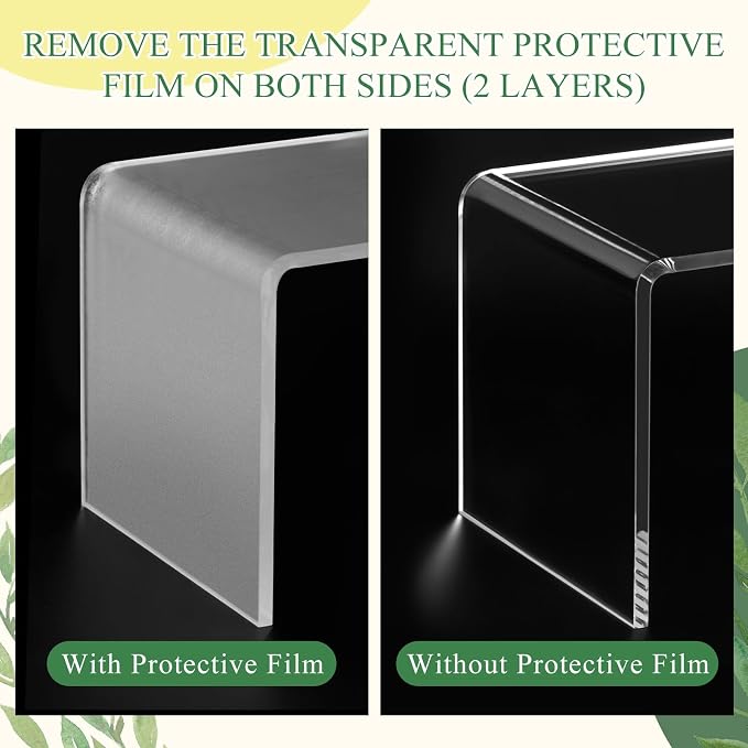 RattanView 2 Pcs 12 x 8 x 8 Inch Large Acrylic Risers Display Stands 5 mm Thick Acrylic Shelf Riser Showcase for Collectibles Jewelry Cupcakes Food Figures Perfume Cabinet(Clear)