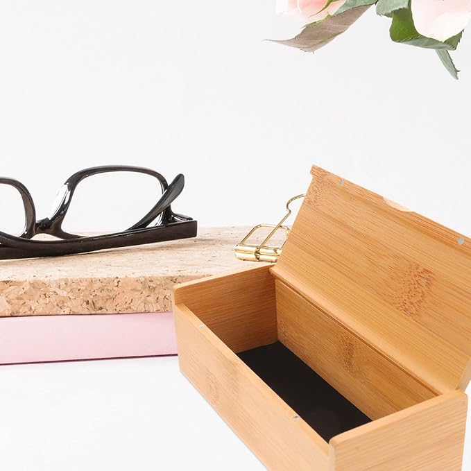 SEWACC Bamboo Storage Box - Light Brown Decorative Keepsake Box with Flip Lid for Jewelry Trinkets and Small Items - Compact Organizer