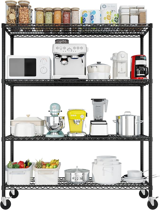 Karl home Heavy Duty 5-Tier Storage Shelving,Black Adjustable Metal Rack | 3125LBS Capacity Wire Storage Shelving Unit, 74.02"H x 59.06"W x 17.72"D, Multipurpose Organizer for Garage, Kitchen