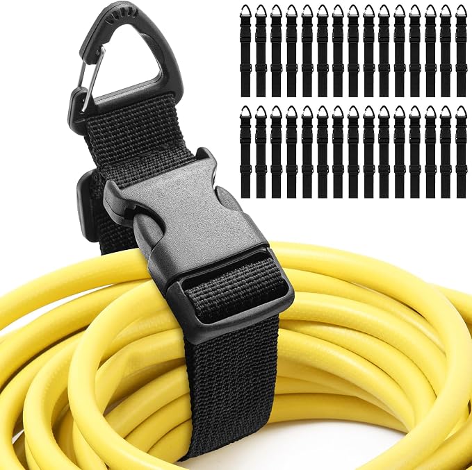 30 Pack 17 Inch Adjustable Extension Cord Holder Organizer with Triangle Clips for Garage Organization and Storage Heavy Duty Extension Cord Hanger for Men Workshop (Black)