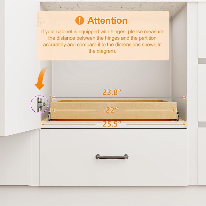 Pull Out Cabinet Organizer, 23" W x 21" D | Soft Close Pull Out Drawers for Cabinets with Heavy Duty Slides, Wood Slide Out Drawers for Kitchen Cabinets
