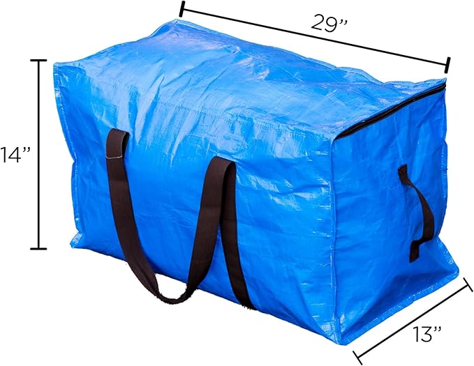 Blue Moving Bags Heavy Duty Extra Large Storage Bags with Zipper and Handles, Moving Supplies Moving Storage Bags, 23 Gallon Capacity, 12 Pack