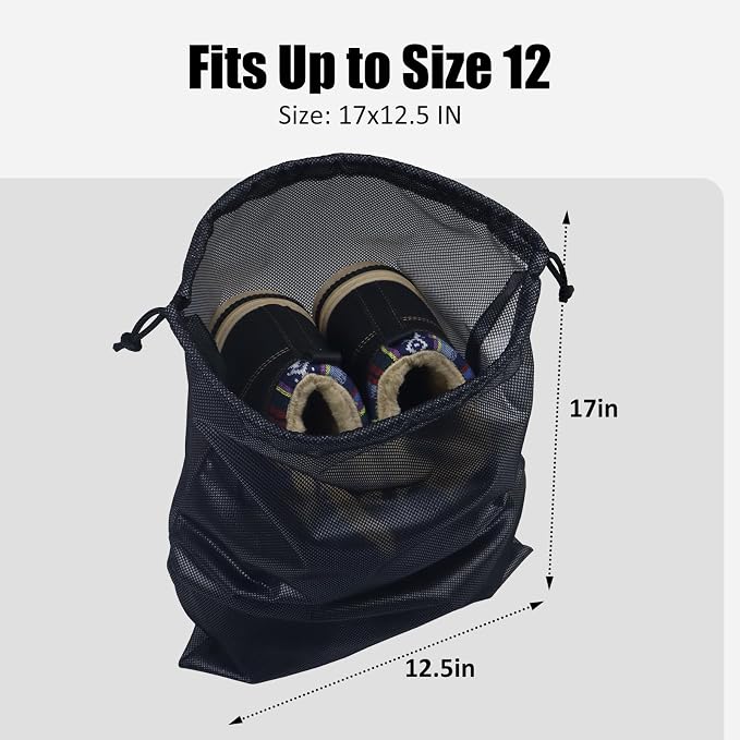 Gloppie Shoe Bags for Travel, (2-Pack) Shoe Storage Bag with Drawstring, Packing Organizer for Sneakers, Gym, Luggage, Closet, Weekender Overnight Travel Essentials