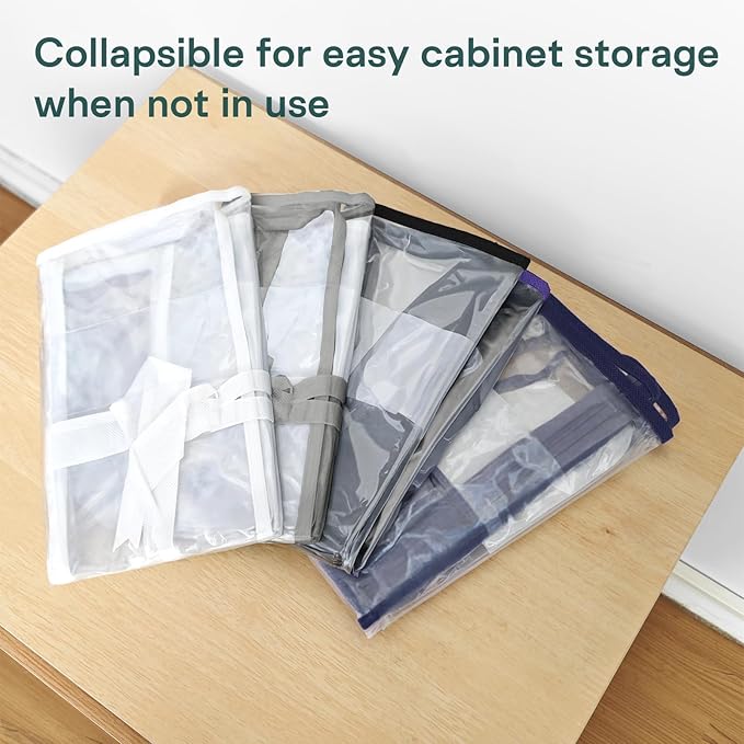 10PACK Clear Zippered Storage Bags for Clothes, 22L Closet Organizers Bag, and Blanket Storage Bags for Bedding, Linen, Blankets, Comforters, Clothing & Toys (White)