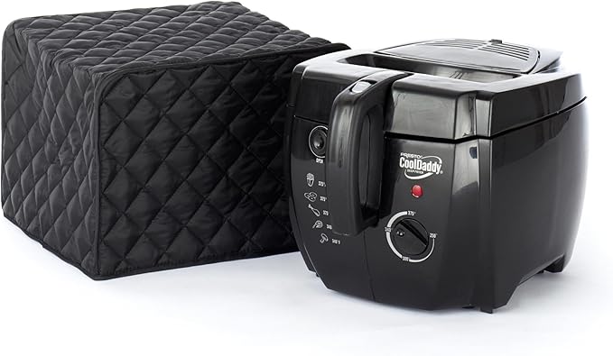 Covermates Keepsakes Air Fryer Cover – Quilted Deep Fryer Appliance Protector for Kitchen Counter Storage – Dust & Stain Resistant – Washable Slip-On Design, Black