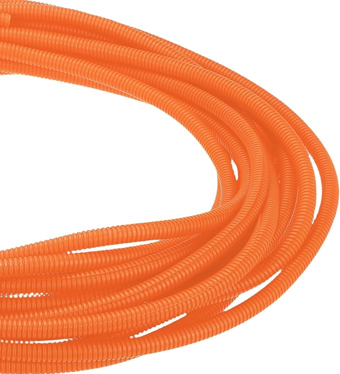DMiotech 50ft Wire Loom Split Tubing 3/8 Inch(9.5mm) ID, Cord Protectors from Pet Flexible Conduit Cable Management for Office Home Garden, Orange