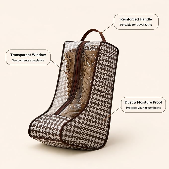 2Pcs Boot Storage Bag Organizer,Dustproof Boot Bags for Cowboy Boots,Portable Travel Shoe Protector Bags,Tall Boot Covers Storage Organizer for Packing