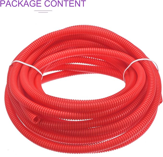 DMiotech 25ft Wire Loom Split Tubing 1/4 Inch(7 Mm) ID, Cord Protectors from Pet Flexible Conduit Cable Management for Office, Home, Garden, Red
