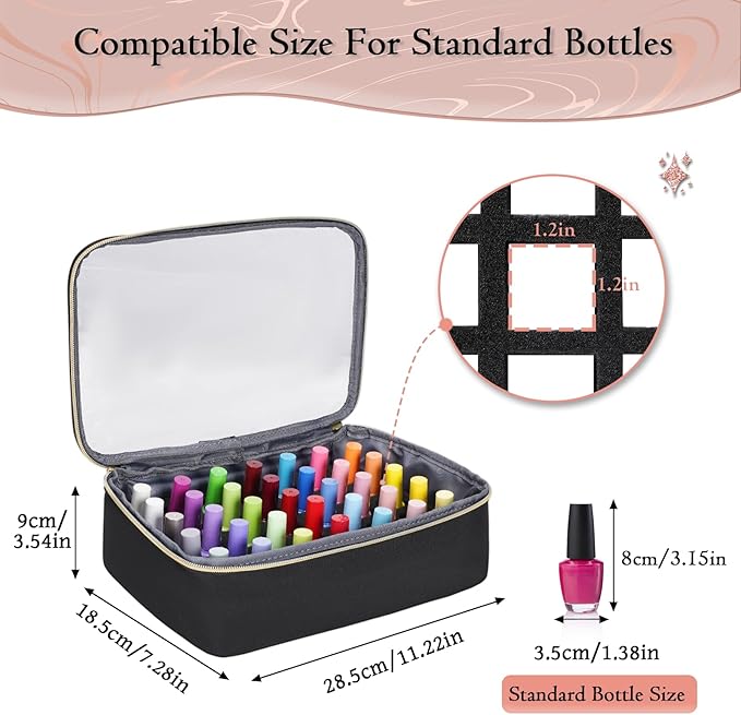 YOREPEK Large Nail Polish Organizer Case Holds 70 Bottles (15ml/0.5 fl.oz) | Nail Tech Organizers and Storage 2 Removable Nail Pouches Fits Nail Supplies, maleta para manicurista profesional